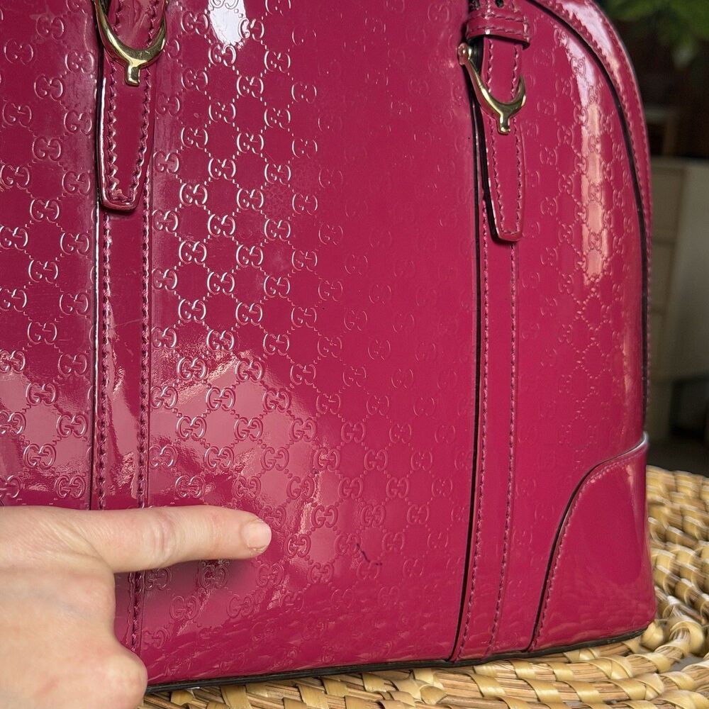 Gucci Microguccissima Pink Patent Leather Nice Dome Bag Pre-Loved Authentic - Picture 11 of 16